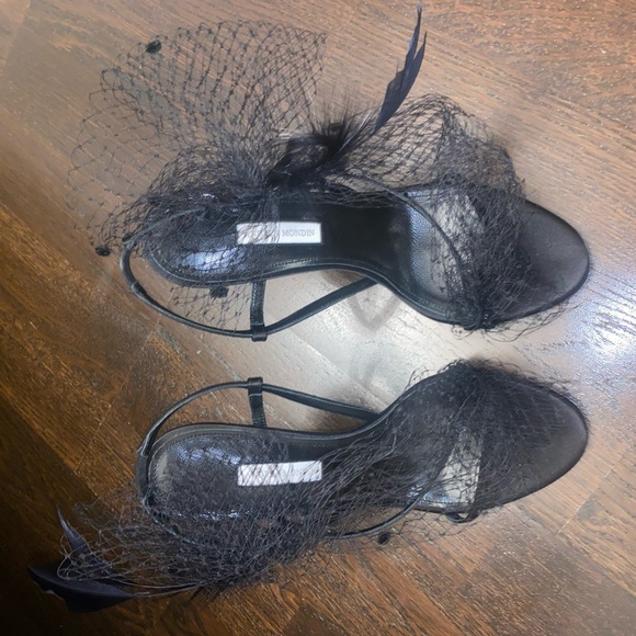 Mesh-Trim Satin Sandals - Picture 8 of 10